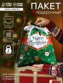 Пакет подарочный новогодний с завязками, «Счастливого рождества», 24×32 см