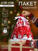 Пакет подарочный новогодний с завязками, «Пингвины», 24×32 см