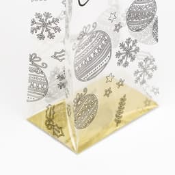 Пакет подарочный новогодний с жёстким дном, прозрачный с ёлочными шарами, 11×7×53 см