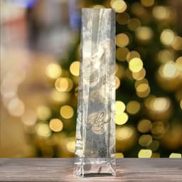 Пакет подарочный новогодний с жёстким дном, прозрачный с ёлочными шарами, 11×7×53 см