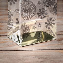 Пакет подарочный новогодний с жёстким дном, прозрачный с ёлочными шарами, 11×7×53 см