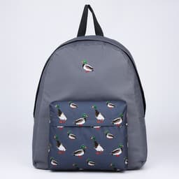 Рюкзак школьный текстильный «Утки», с карманом, серый