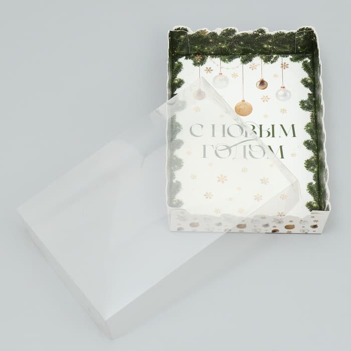 Коробка для макарун «С Новым годом», веточки, 18×12×3.5 см
