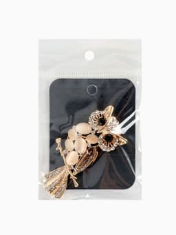 Брошь «Сова», белая в золоте