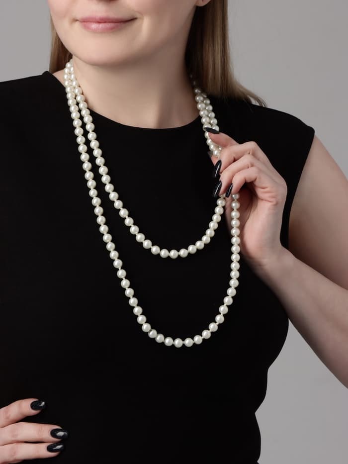 Бусы «Классика», шар №8, цвет молочный, L=125 см