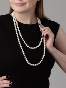 Бусы «Классика», шар №8, цвет молочный, L=125 см