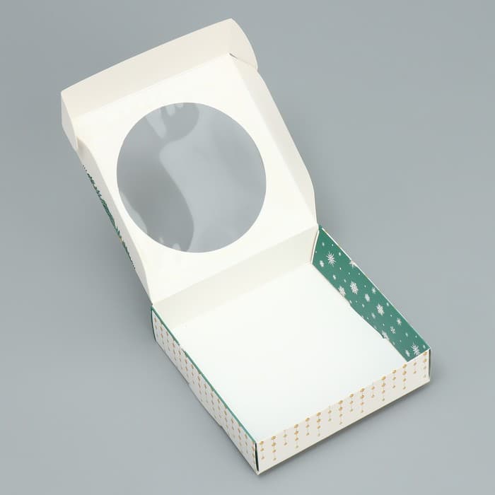 Коробка для макарун с низкими бортами «С Новым годом!», 11×11×3 см