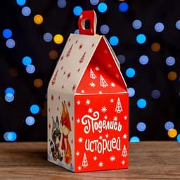 Подарочная новогодняя коробка «Домик Поделись историей», 9.1×7×15.7 см