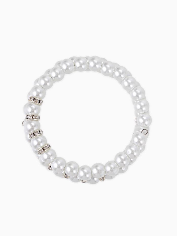 Браслет-пружинка «Жемчужинка морская», 3 ряда, белый в серебре, L=7 см