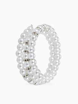 Браслет-пружинка «Жемчужинка морская», 3 ряда, белый в серебре, L=7 см