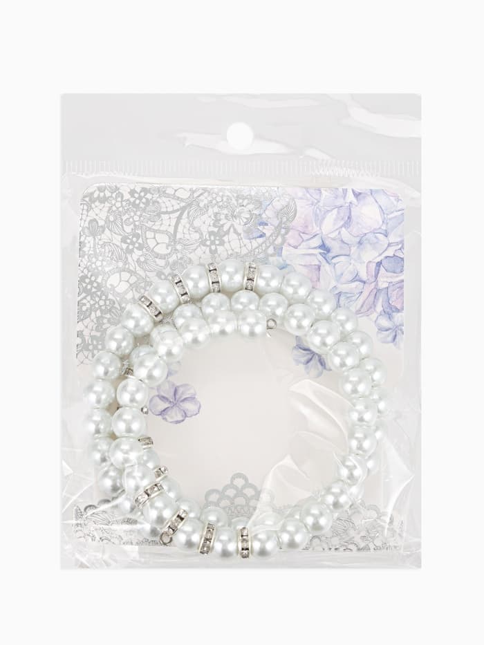 Браслет-пружинка «Жемчужинка морская», 3 ряда, белый в серебре, L=7 см