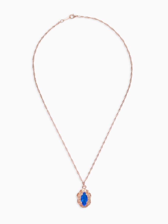 Гарнитур 3 предмета: серьги, кулон, кольцо безразмерное «Эдель», ажурный овал, син в золоте, 45 см