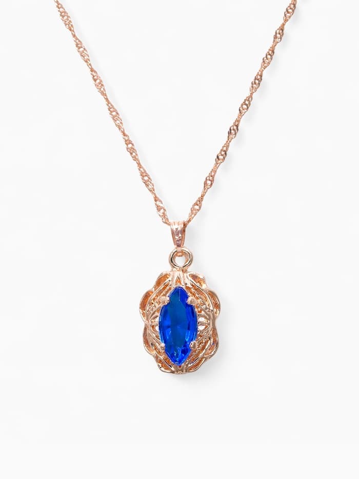 Гарнитур 3 предмета: серьги, кулон, кольцо безразмерное «Эдель», ажурный овал, син в золоте, 45 см