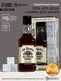 Подарочный набор «На удачу»: гель для душа виски 250 мл и камни для виски, Чистое счастье