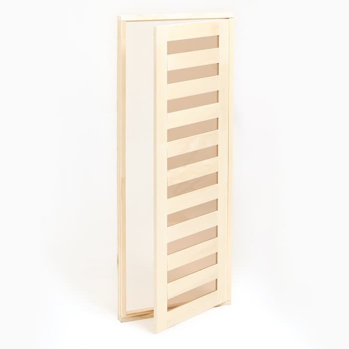 Дверь для бани и сауны «Зебра», коробка 180×70 см, деревянная, со стеклом