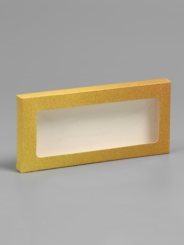 Подарочная коробка под плитку шоколада, с окном, золотая, 17×8×1.4 см