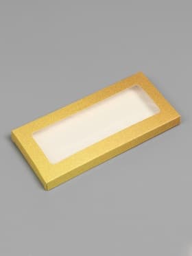 Подарочная коробка под плитку шоколада, с окном, золотая, 17×8×1.4 см