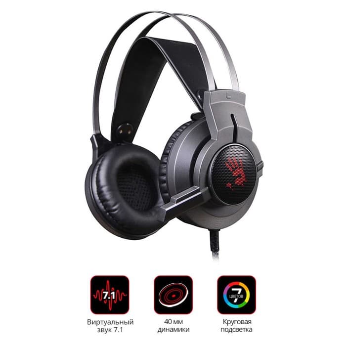 Наушники с микрофоном A4Tech Bloody G437, мониторные, оголовье, кабель 1.8 м, чёрные
