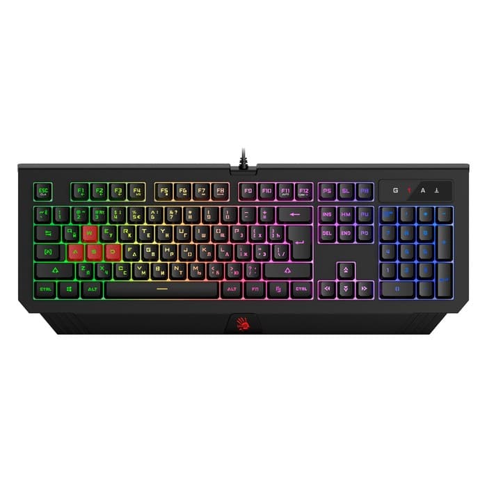 Клавиатура A4Tech Bloody B120N, игровая, подсветка, проводная, мембранная, 104 клавиши, USB, черная