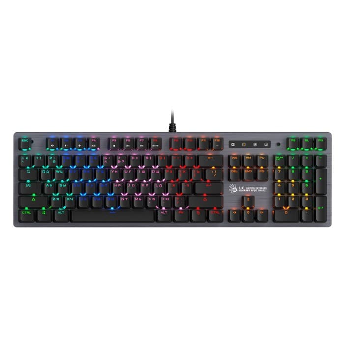 Клавиатура A4Tech Bloody B760, игровая, механическая, подсветка, проводная, 104 клавиши, USB, черная
