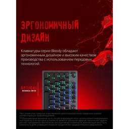 Клавиатура A4Tech Bloody B760, игровая, механическая, подсветка, проводная, 104 клавиши, USB, черная