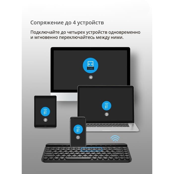 Клавиатура беспроводная A4Tech Fstyler FBK30, Bluetooth, 2.4 ГГц, USB, slim, мультимедийная, чёрная