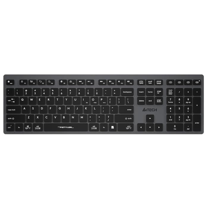 Клавиатура беспроводная A4Tech Fstyler FBX50C, Bluetooth, 2.4 ГГц, USB, slim, мультимедийная, серая
