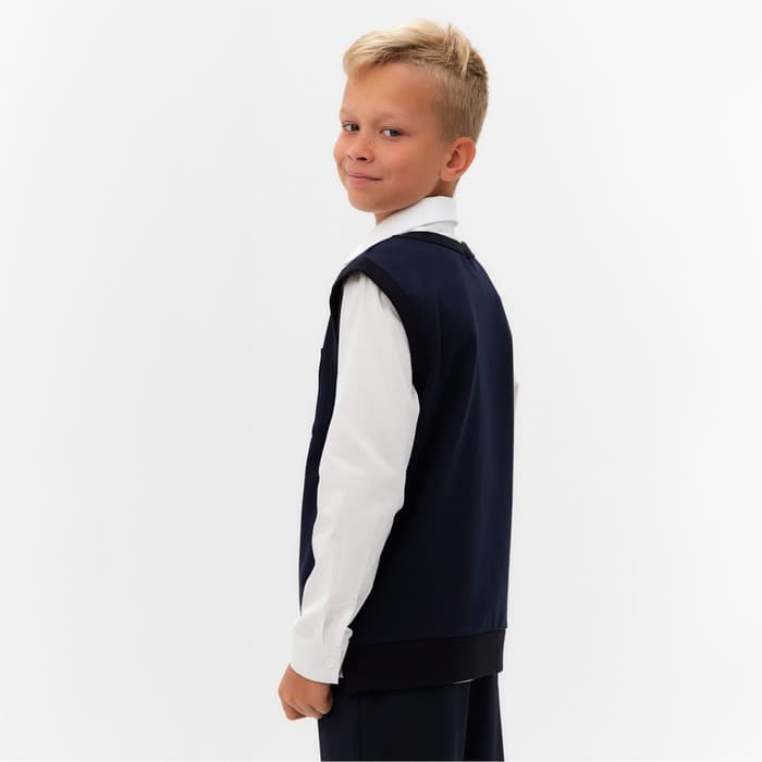 Жилетка для мальчика MINAKU: School Collection, тёмно-синяя, рост 158 см
