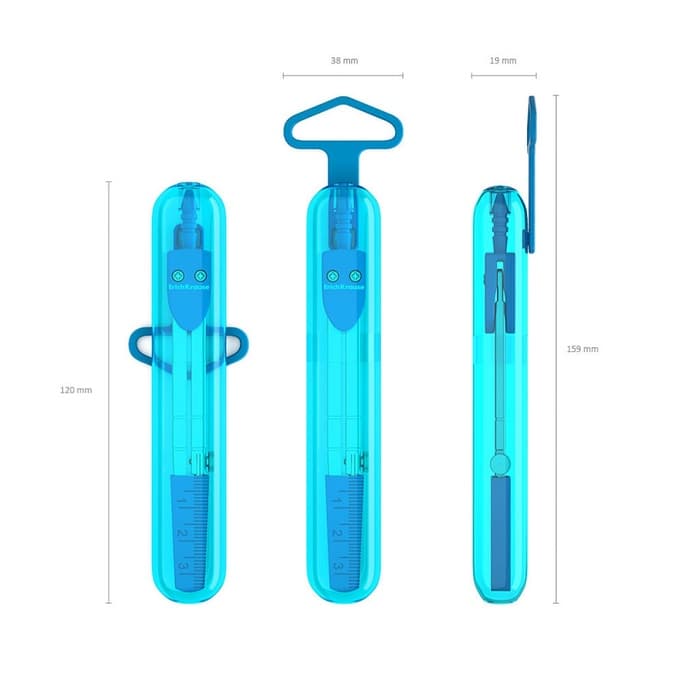 Циркуль металлический Erich Krause. S-Cool, 120 мм, максимальный радиус 18 см, пластиковый чехол, колпачок с линейкой, МИКС