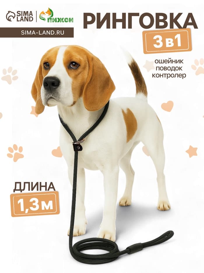 Ринговка для собак, 130×1 см, чёрная