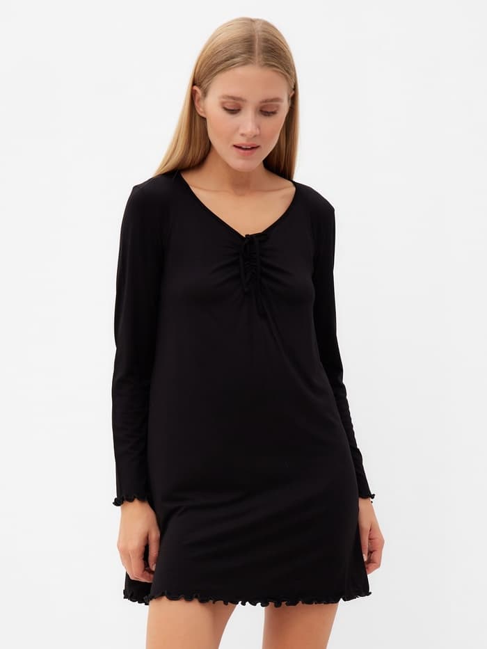 Сорочка ночная женская MINAKU: Home collection, чёрная, размер 46