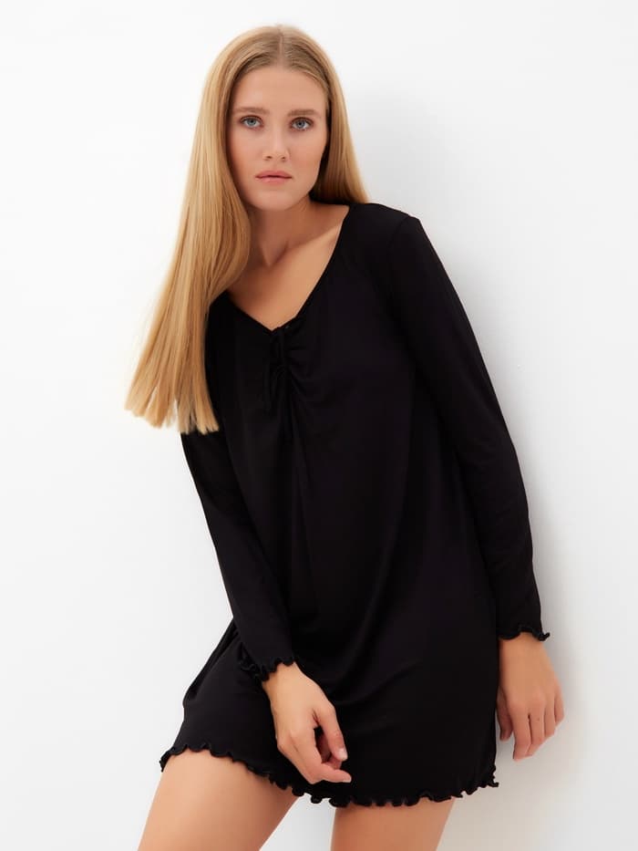 Сорочка ночная женская MINAKU: Home collection, чёрная, размер 46