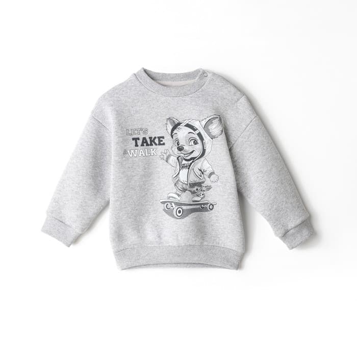 Свитшот детский, НАЧЁС, рост 80 см, серый меланж