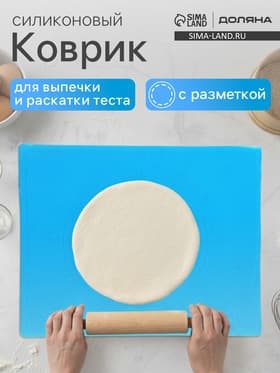 Коврик для выпечки и раскатки теста с разметкой Доляна «Буссен», силикон, 49×39 см, МИКС