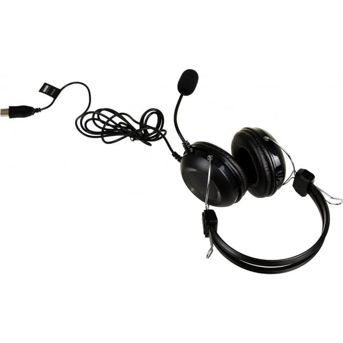 Гарнитура проводная A4Tech HU-35, USB, с микрофоном, кабель 2 м, накладная, чёрная