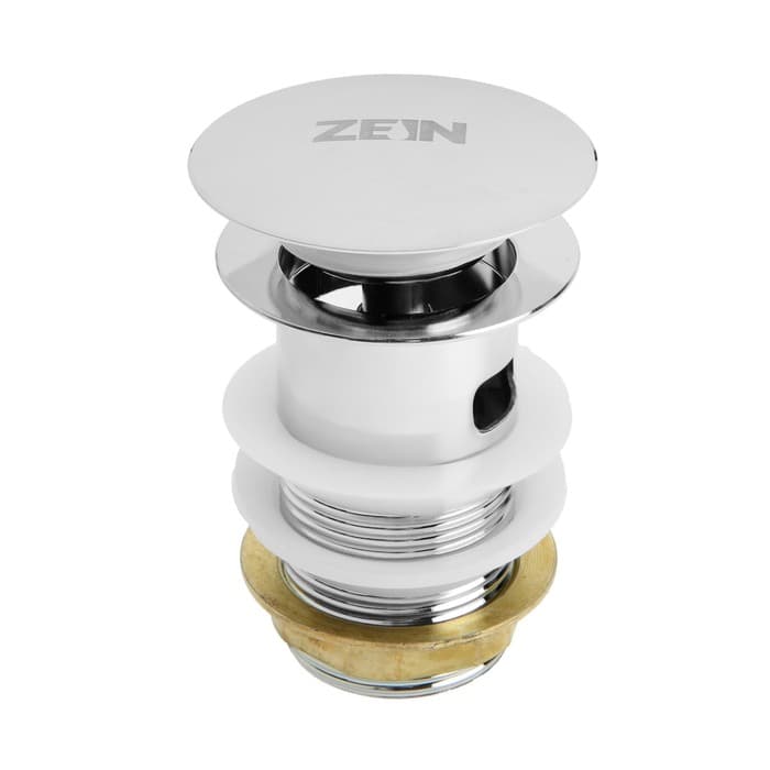 Донный клапан ZEIN BP2, 1 1/4", большая кнопка, с переливом, для раковины, хром