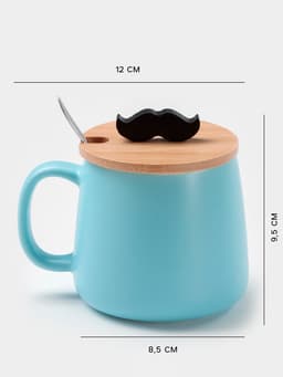 Кружка с ложкой «Мистер», 380 мл, керамика, голубая