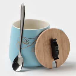 Кружка с ложкой «Мистер», 380 мл, керамика, голубая