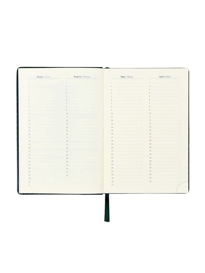Ежедневник датированный Calligrata, А5, 2026, твёрдая обложка из искусственной кожи «Небраска», 168 листов, зелёный