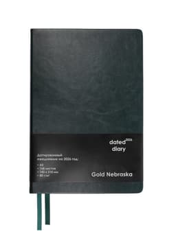 Ежедневник датированный Calligrata, А5, 2026, твёрдая обложка из искусственной кожи «Небраска», 168 листов, зелёный