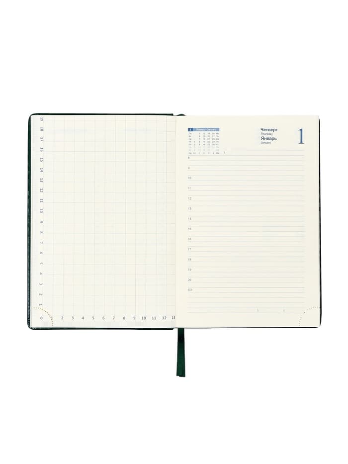 Ежедневник датированный Calligrata, А5, 2026, твёрдая обложка из искусственной кожи «Небраска», 168 листов, зелёный