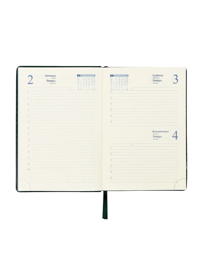 Ежедневник датированный Calligrata, А5, 2026, твёрдая обложка из искусственной кожи «Небраска», 168 листов, зелёный