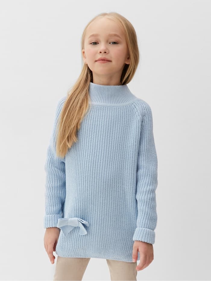 Свитер вязаный для девочки MINAKU: Cozy Winter, голубой, размер 28-30 (98-104 см)