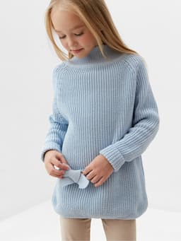 Свитер вязаный для девочки MINAKU: Cozy Winter, голубой, размер 28-30 (98-104 см)