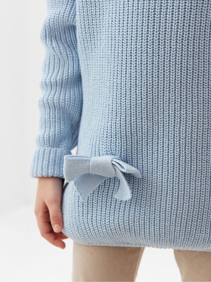 Свитер вязаный для девочки MINAKU: Cozy Winter, голубой, размер 28-30 (98-104 см)