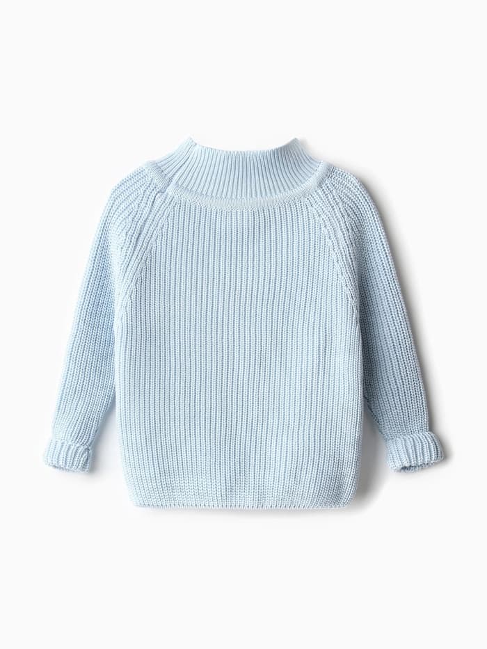 Свитер вязаный для девочки MINAKU: Cozy Winter, голубой, размер 32 (116-122 см)