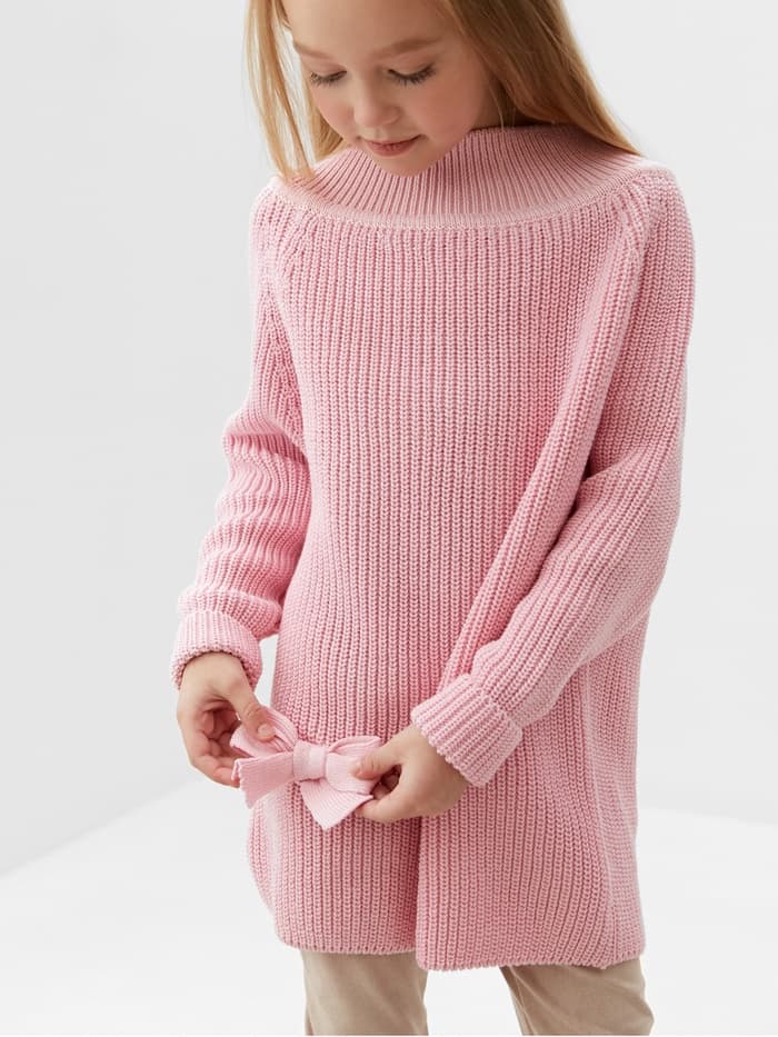 Свитер вязаный для девочки MINAKU: Cozy Winter, розовый, размер 30 (104-110 см)