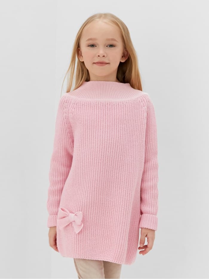 Свитер вязаный для девочки MINAKU: Cozy Winter, розовый, размер 30-32 (110-116 см)