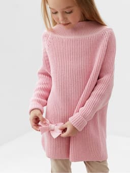 Свитер вязаный для девочки MINAKU: Cozy Winter, розовый, размер 30-32 (110-116 см)