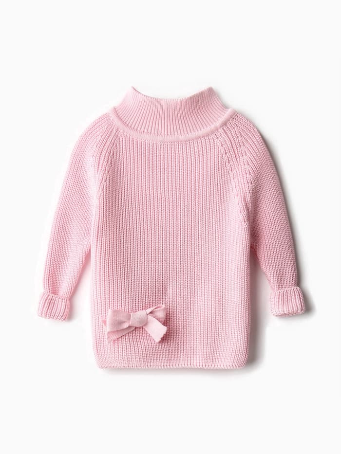 Свитер вязаный для девочки MINAKU: Cozy Winter, розовый, размер 30-32 (110-116 см)